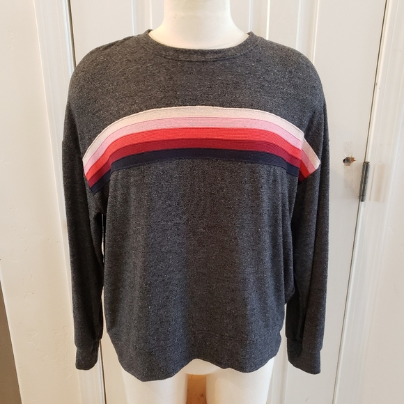 SUNDRY Center-stripe Sweatshirt In Grey size 2 - Picture 1 of 8